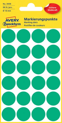 Etiket AZ 3006 rond 18mm groen 96stuks 4 Vel