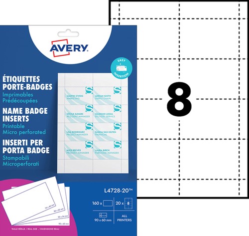 Badgekaart Avery L4728-20 60x90mm perf 20v 20 Vel-2