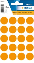 Etiket HERMA 1874 rond 19mm fluor oranje 100stuks 5 Vel
