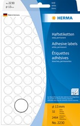 Etiket HERMA 2230 rond 13mm wit 2464stuks 32 Vel