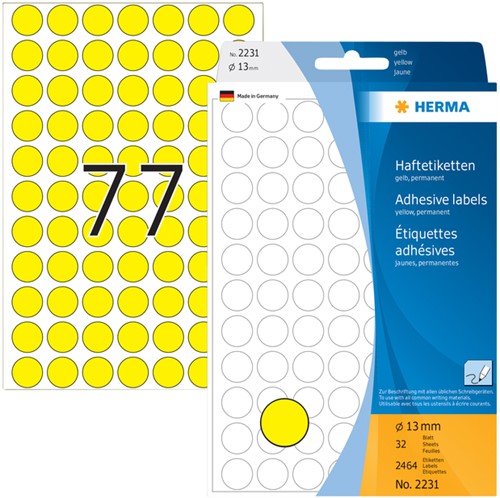 Etiket HERMA 2231 rond 13mm geel 2464stuks 32 Vel-3
