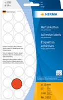 Etiket HERMA 2252 rond 19mm rood 1280st 32 Vel
