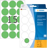 Etiket HERMA 2275 rond 32mm groen 480stuks 32 Vel-2