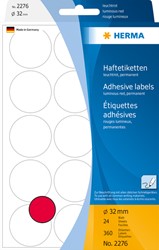 Etiket HERMA 2276 rond 32mm fluor rood 360st 24 Vel