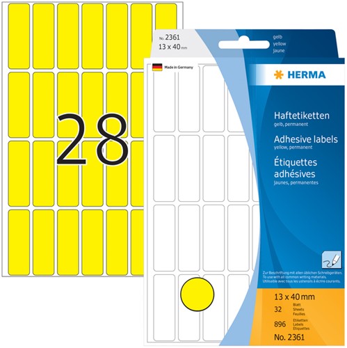 Etiket HERMA 2361 13x40mm geel 896stuks 32 Vel-3