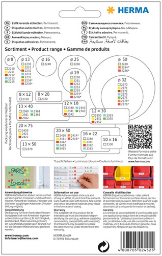 Etiket HERMA 2452 25x40mm rood 512st 32 Vel-1