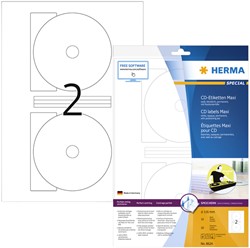Etiket HERMA 8624 CD 116mm wit opaqua 20stuks 10 Vel