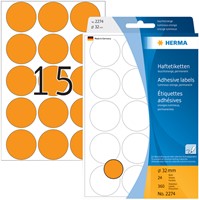 Etiket HERMA 2274 rond 32mm fluor oranje 360st 24 Vel-2