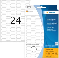 Etiket HERMA 2510 10x49mm wit 576stuks 24 Vel