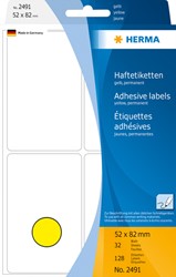 Etiket HERMA 2491 52x82mm geel 128st 32 Vel