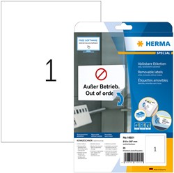 Etiket HERMA 10021 210x297mm A4 verw wit 25st 25 Vel