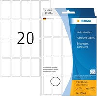 Etiket HERMA 10609 19x40mm verwijderb 480etiketten 24 Vel