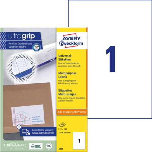 Etiket AZ 3478 210x297mm A4 wit 100stuks 100 Vel-2