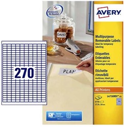Etiket Avery L4730REV 17.8x10mm wit 6750stuks 25 Vel