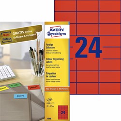 Etiket AZ 3448 70x37mm rood 2400stuks 100 Vel