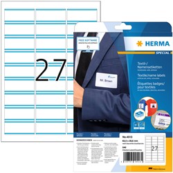 Naambadge etiket HERMA 4513 63.5x29.6mm wit/blauw 20 Vel