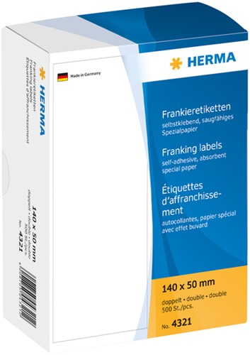 Frankeeretiket HERMA 4321 dubbel 140x50mm 500stuks 500 etiket