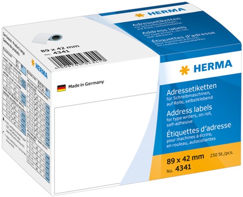 Etiket HERMA adres 4341 89X42mm 250stuks op rol 250 etiket
