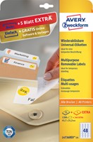 Etiket Avery L4736REV-25 45.7x21.2mm wit 1200st 25 Vel