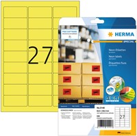 Etiket HERMA 5140 63.5x29.6mm neon geel 540stuks 20 Vel
