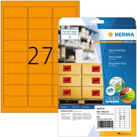 Etiket HERMA 5141 63.5x29.6mm neon oranje 540stuks 20 Vel