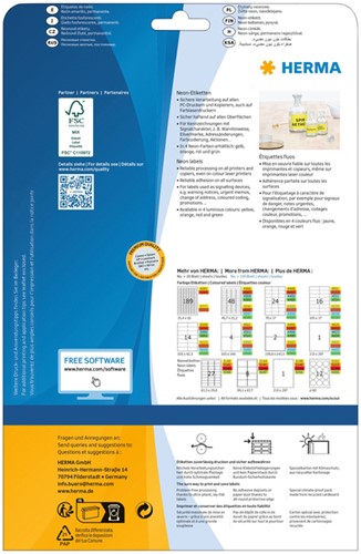 Etiket HERMA 5141 63.5x29.6mm neon oranje 540st 20 Vel-2