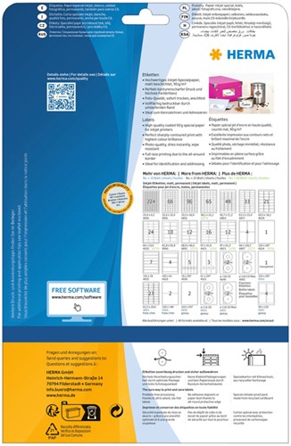 Etiket HERMA 8830 25.4x8.5mm mat wit 5600st 25 Vel-2