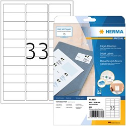 Etiket HERMA 8837 63.5x25.4mm mat wit 825stuks 25 Vel
