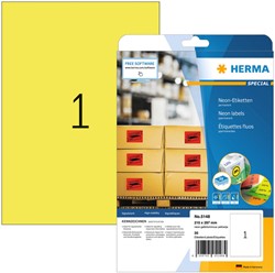Etiket HERMA 5148 210x297mm A4 fluor geel 20stuks 20 Vel