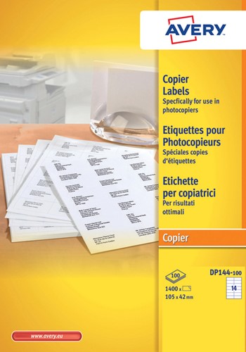 Etiket Avery DP144 105x42mm wit 1400stuks 100 Vel