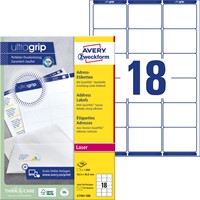 Etiket Avery L7161-100 63.5x46.6mm wit 1800stuks 100 Vel-2