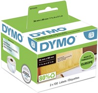 Etiket Dymo LabelWriter adressering 36x89 2st trns 260 Stuk