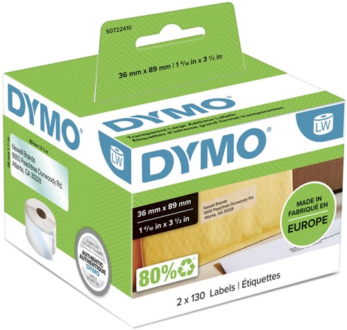 Etiket Dymo LabelWriter adressering 36x89 2st trns 260 Stuk