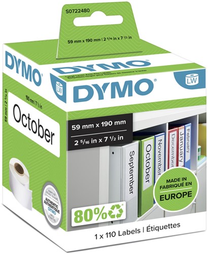 Etiket Dymo LabelWriter ordner 59x190 wit 110 Stuk