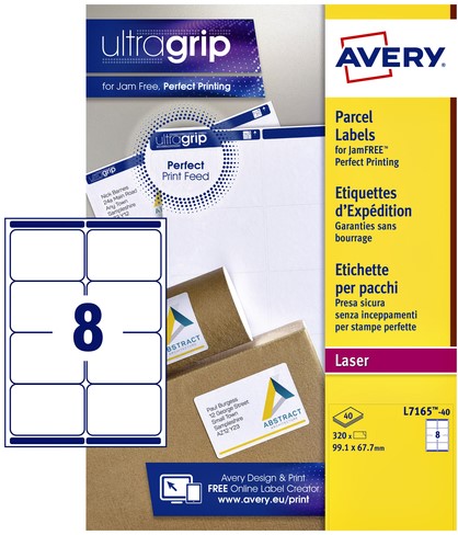 Etiket Avery L7165-40 99.1x67.7mm wit 320stuks 40 Vel