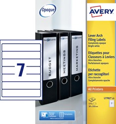 Rugetiket Avery smal 39x192mm zelfklevend wit 25 Vel