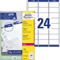 Etiket Avery L7159-100 63.5x33.9mm wit 2400stuks 100 Vel-2