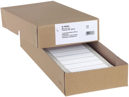 Etiket HERMA 8160 88.9x23mm 1-baans wit 2000stuks 2000 etiket