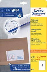 Etiket AZ 6119 210x297mm A4 wit 25stuks 25 Vel