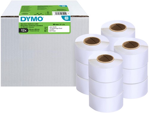 Etiket Dymo LabelWriter adressering 28x89 12st wit 12 Rol