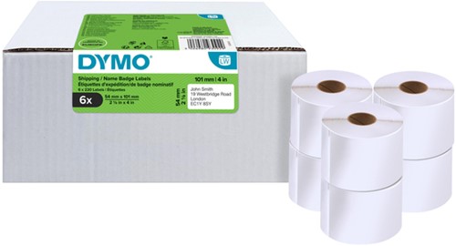 Etiket Dymo LabelWriter naamkaart 54x101 6st wit 6 Rol