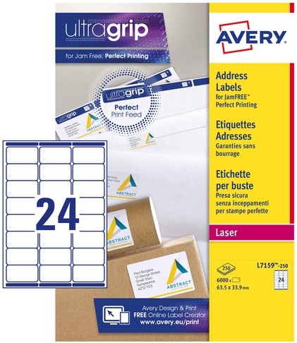 Etiket Avery L7159-250 63.5x33.9mm wit 6000stuks 250 Vel-2