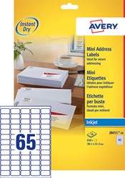 Etiket Avery J8651-10 38.1x21.2mm wit 650stuks 10 Vel