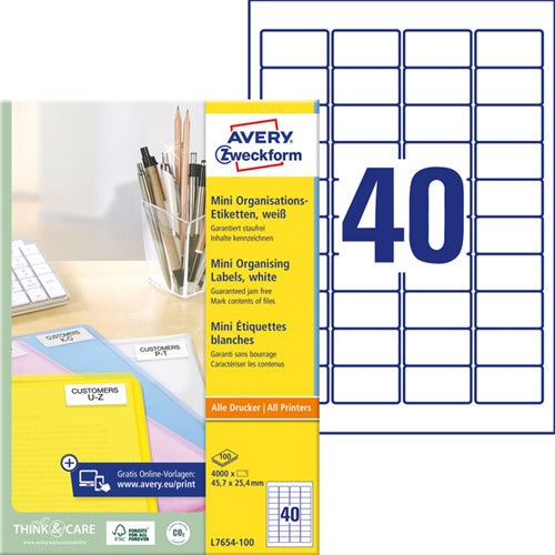 Etiket Avery L7654-100 45.7x25.4mm wit 4000st 100 Vel-2