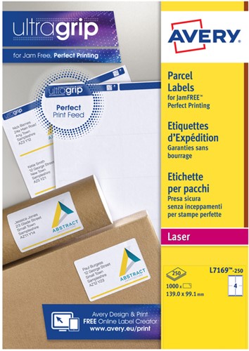 Etiket Avery L7169-250 99.1x139mm wit 1000st 250 Vel