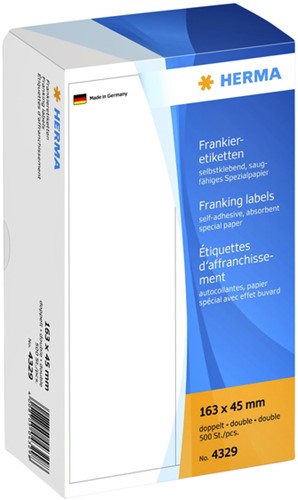 Frankeeretiket HERMA 4329 dubbel 163x45mm 500stuks 500 etiket