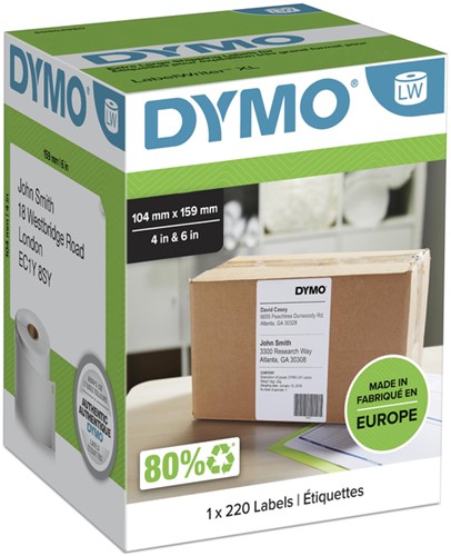 Etiket Dymo LabelWriter 5XL verzendlabel 104x159 220 Stuk