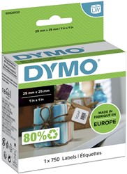 Etiket Dymo LabelWriter multifunctioneel 25x25 wit 750 Stuk