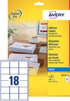 Etiket Avery J8161-10 63.5x46.6mm wit 180st 10 Vel