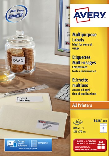 Etiket Avery L4745REV-25 96x63.5mm wit 200stuks 25 Vel